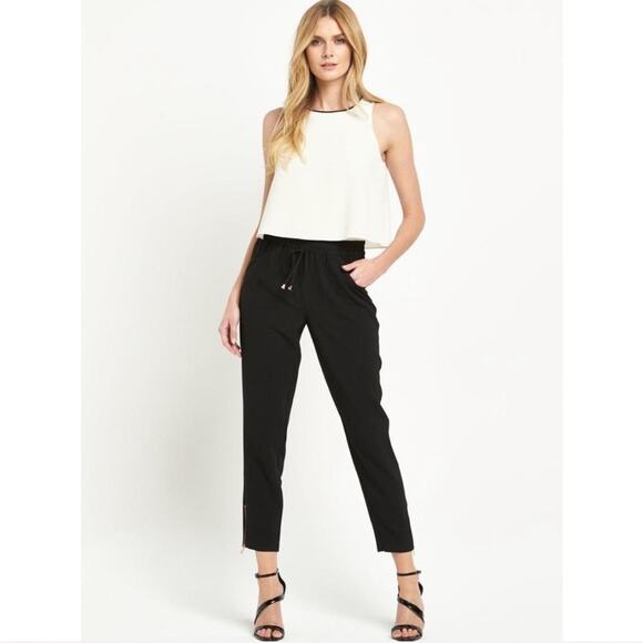 Ted Baker Pantsuit Jumper Black Pants White Top 6 - Picture 1 of 12